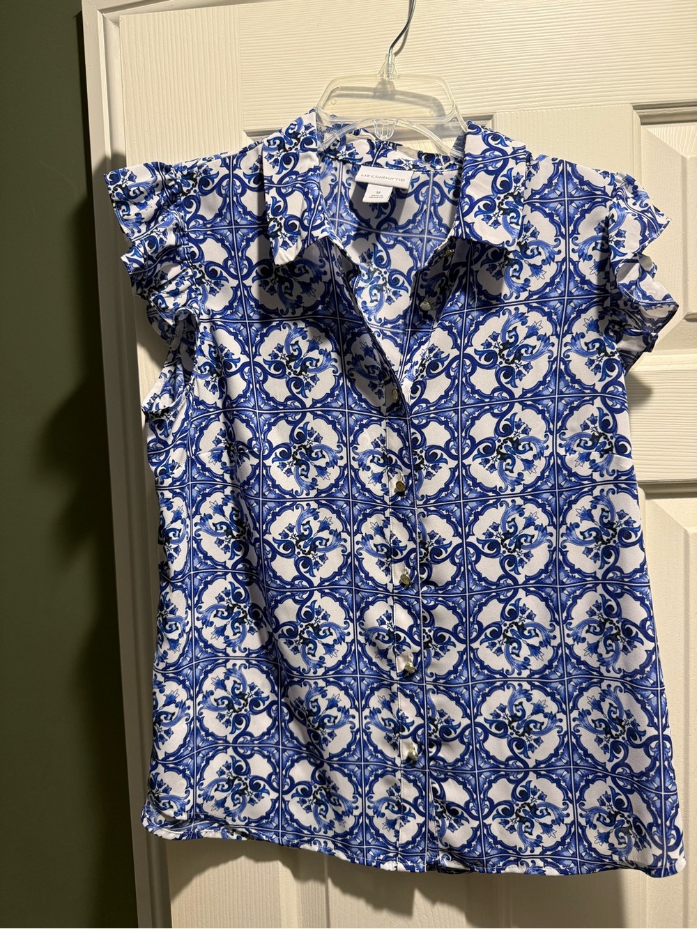 Blue and White Sleeveless Top